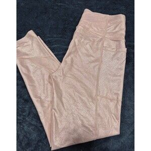 NEW Victoria Sport Secret PINK shimmer leggings Total Knockout Tights high rise